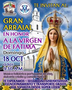 Con gran Arraial el próximo 18 de octubre, el Santuario de Fátima en Carrizal    conmemorará la última aparición de la Virgen